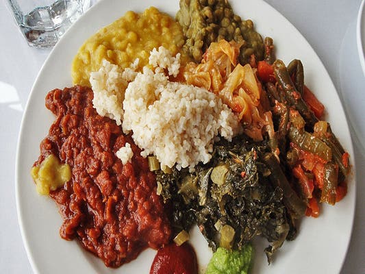 Lunch buffet at Rahel Ethiopian Vegan Cuisine | Photo: Zach Brooks
