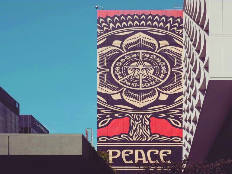 "Peace Tree" by Shepard Fairey at LINE LA | Photo: @simonpatel, Instagram