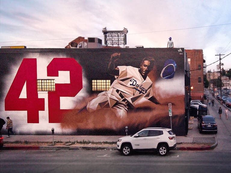 Jackie Robinson mural by JC Ro in Echo Park