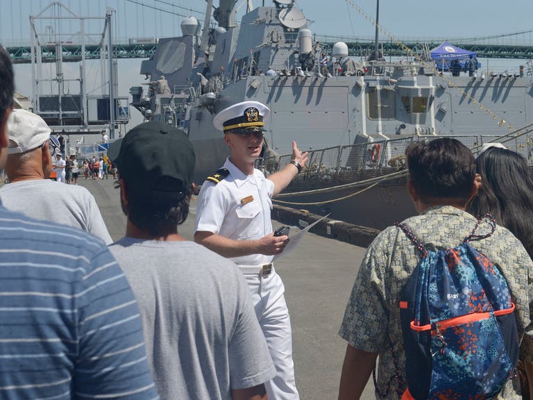 Sailor giving ship tour at LA Fleet Week