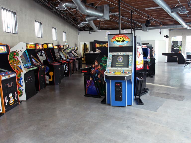 Arcade games at EightyTwo in the Downtown LA Arts District