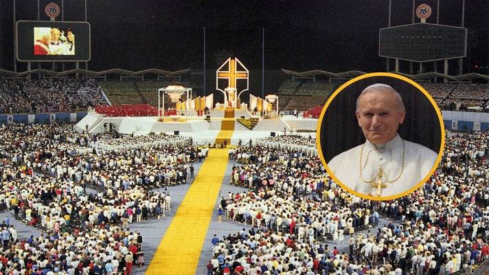 Pope John Paul II at Dodger Stadium | Photo courtesy of Los Angeles Dodgers