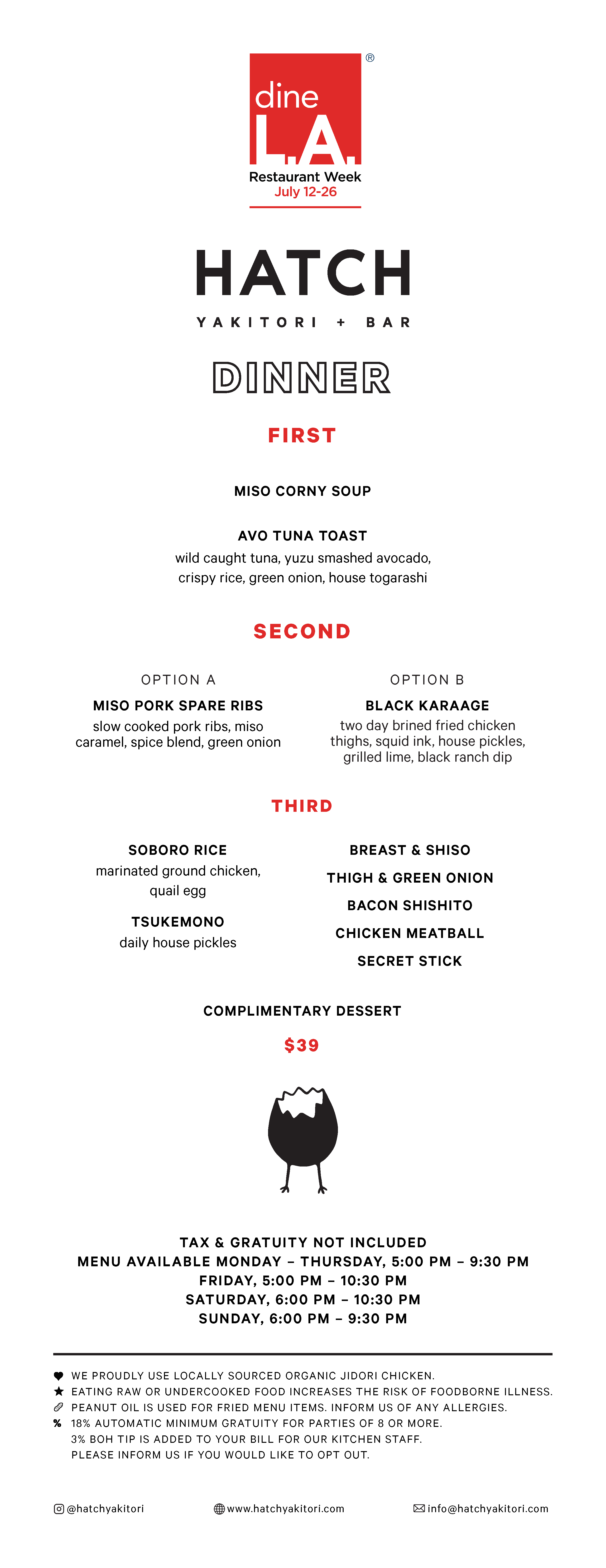 HATCH Yakitori + Bar dineL.A. menu Discover Los Angeles