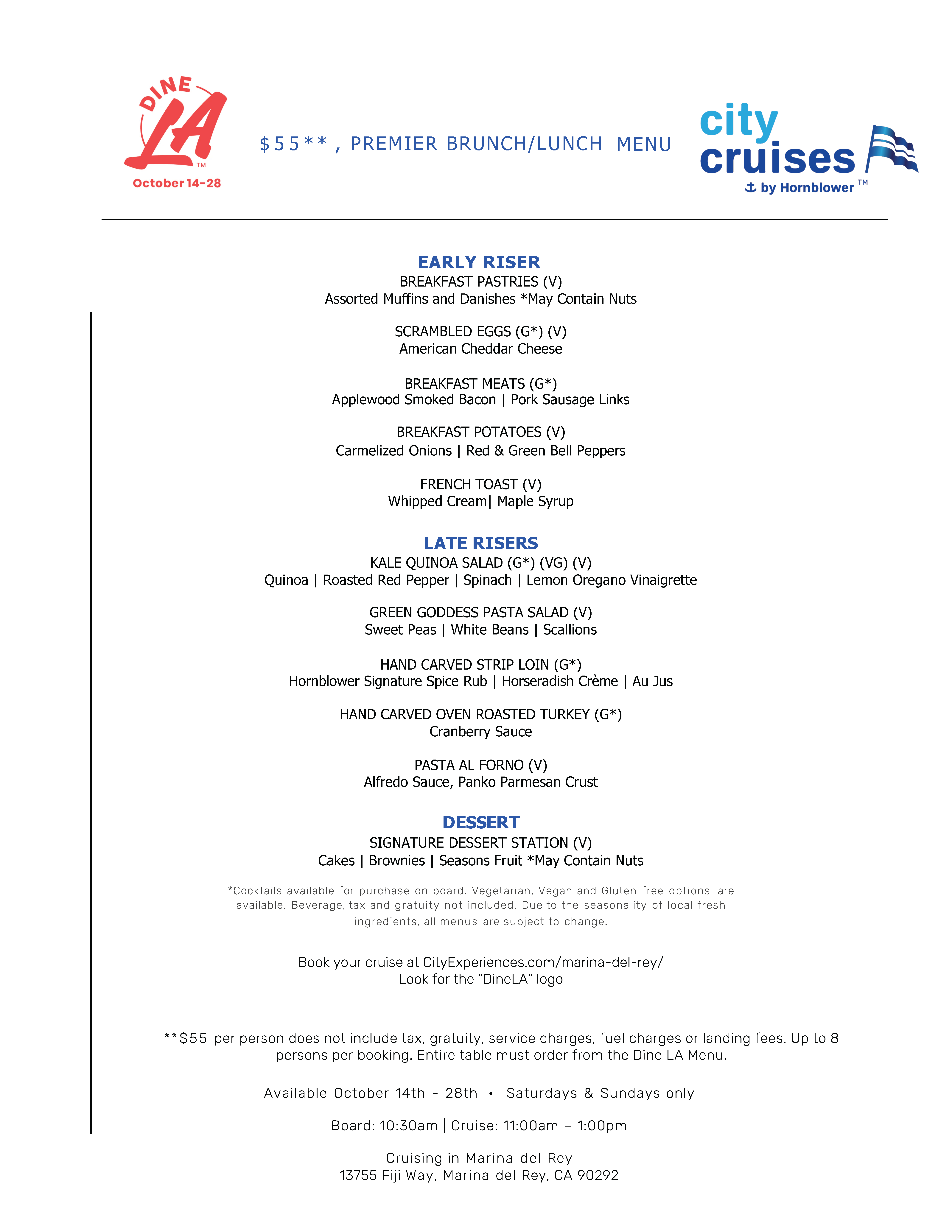 hornblower cruise menu