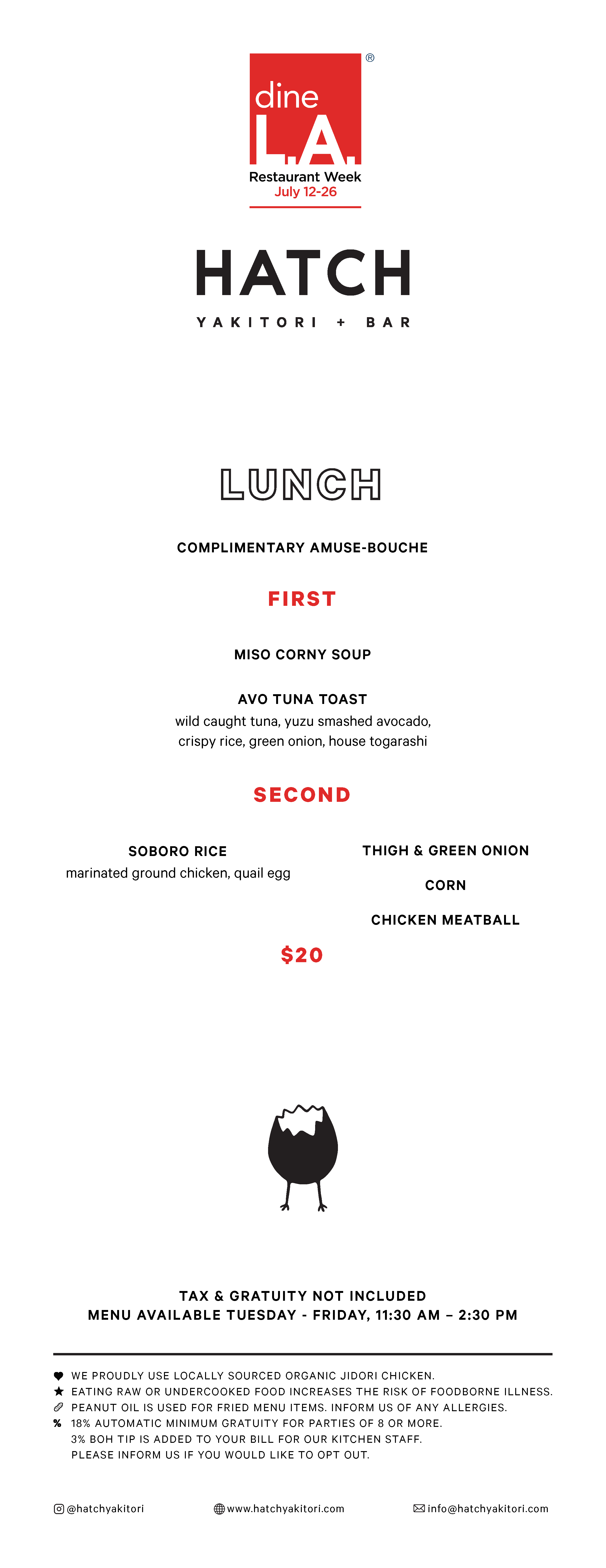 HATCH Yakitori + Bar dineL.A. menu Discover Los Angeles