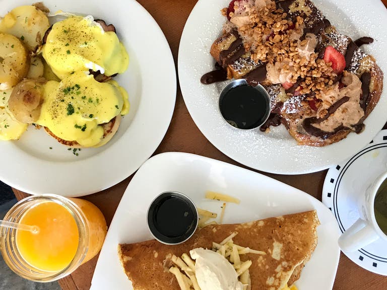 Brunch with the Panwich (bottom), Eggs Benedict and more at Humble Bee Bakery & Café | Instagram by @akhoeun