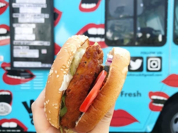 Fried Chick’n Sandwich by Word of Mouth Truck