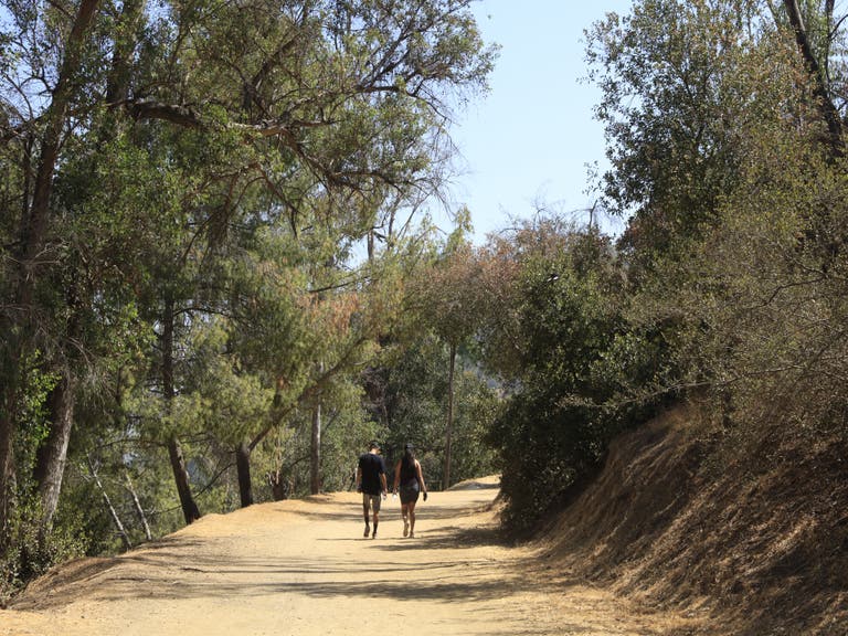 Couple hiking in Griffith Park
