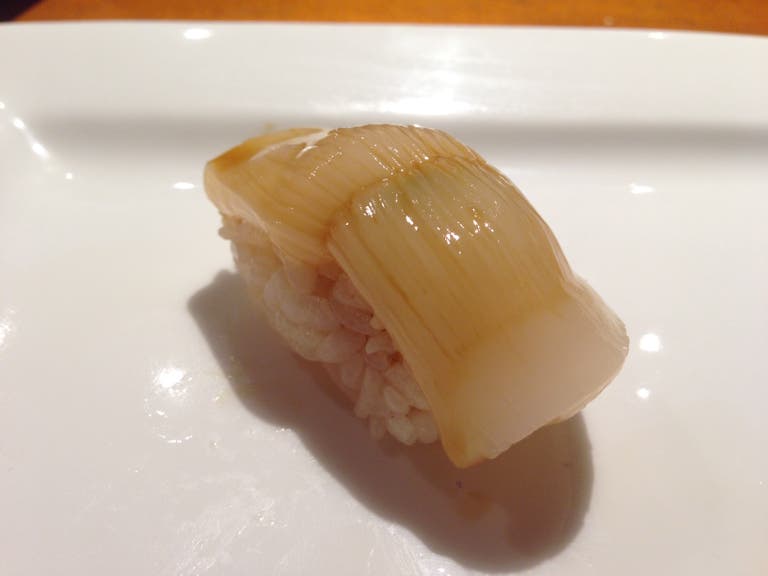 Scallop brushed with soy sauce at Sushi Chitose