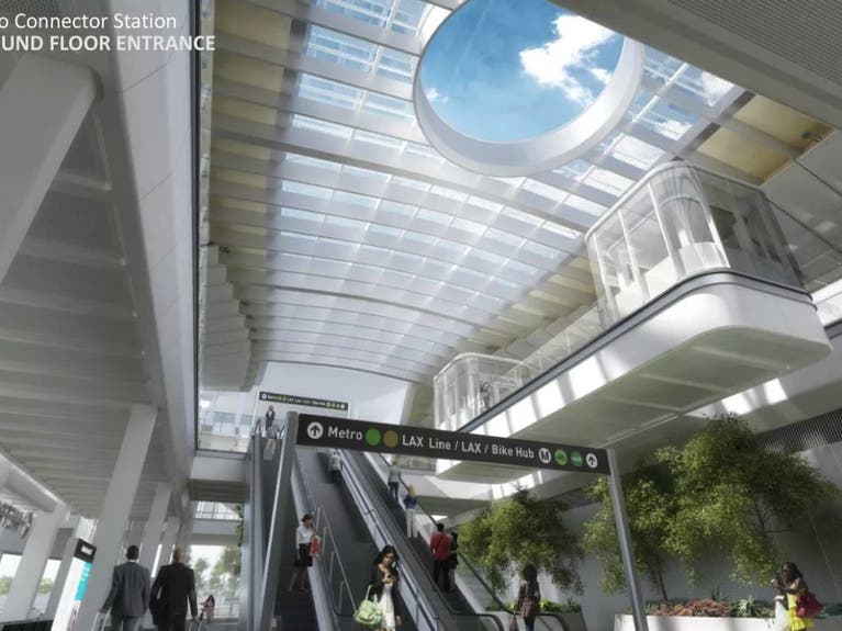 Airport Metro Connector Station main entrance | Rendering courtesy of Metro