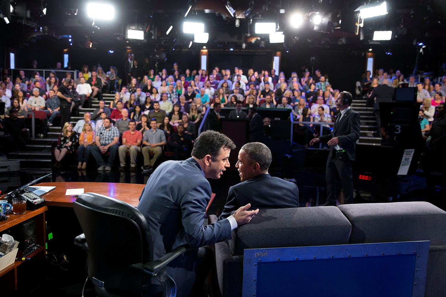 President Barack Obama and Jimmy Kimmel on the set of "Jimmy Kimmel Live!"