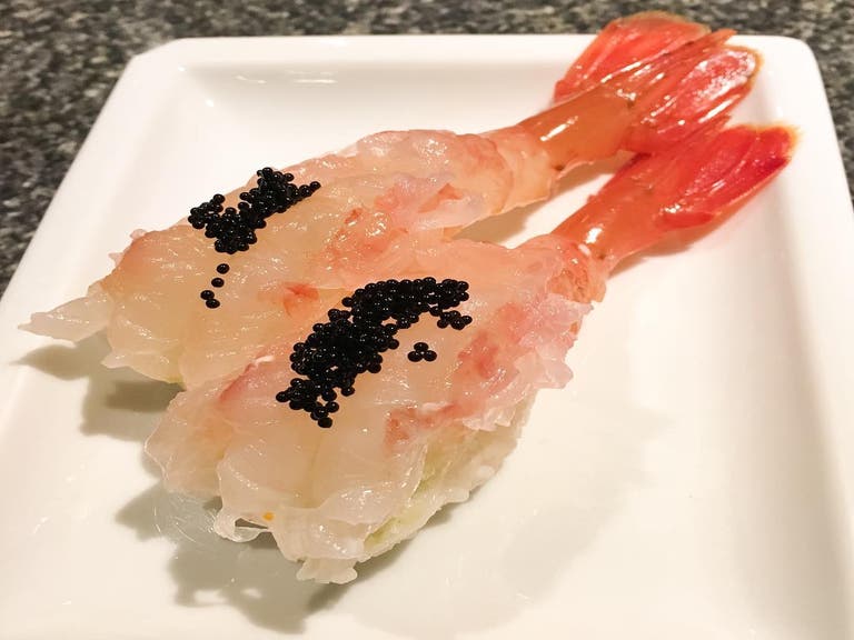 Amaebi topped with caviar at So Sushi in Tarzana