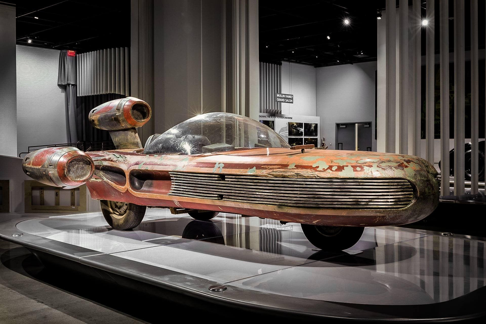 Star Wars Landspeeder on loan from the Lucas Museum of Narrative Art | Photo: Petersen Automotive Museum, Facebook