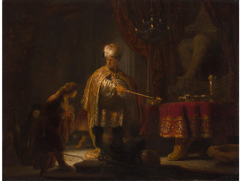 Rembrandt "Daniel and Cyrus before the Idol Bel" at the Getty Center