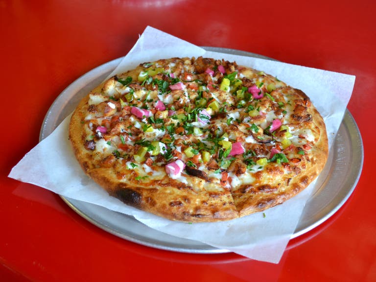 Lebanese garlic chicken pizza at Big Al's Pizzeria