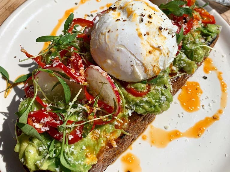 Avocado toast with poached egg at Great White in Venice Beach