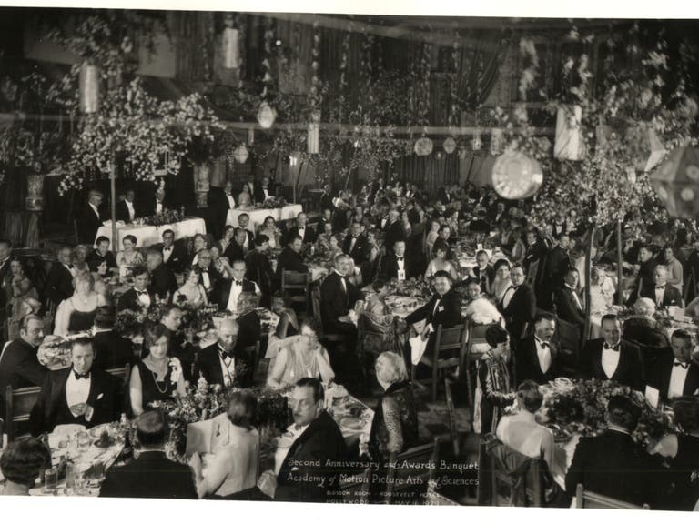 The first Academy Awards ceremony at the Hollywood Roosevelt Hotel in 1929