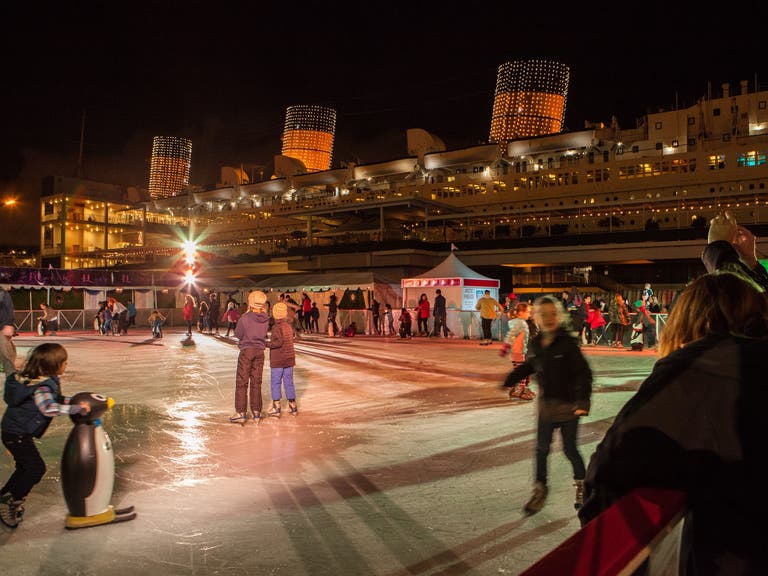 Outdoor ice skating at The Queen Mary True North Ice Rink
