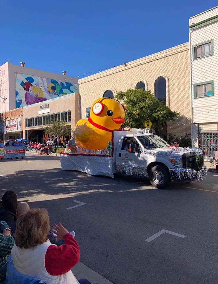 "Timmy" the Duck leads the Spirit of San Pedro Holiday Parade