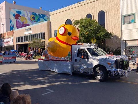 "Timmy" the Duck leads the Spirit of San Pedro Holiday Parade