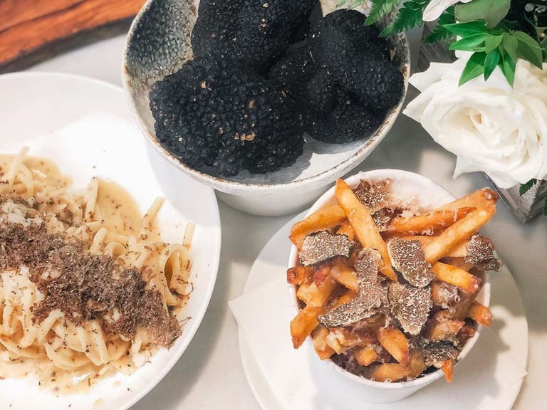 Truffle Fries and Truffle Pasta at Wally's Beverly Hills