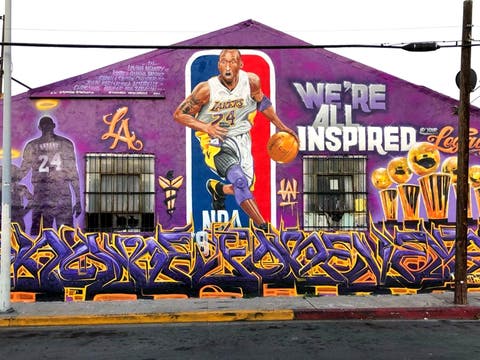 "We're All Inspired" Kobe Bryant mural at Gopar Auto Repair in Boyle Heights