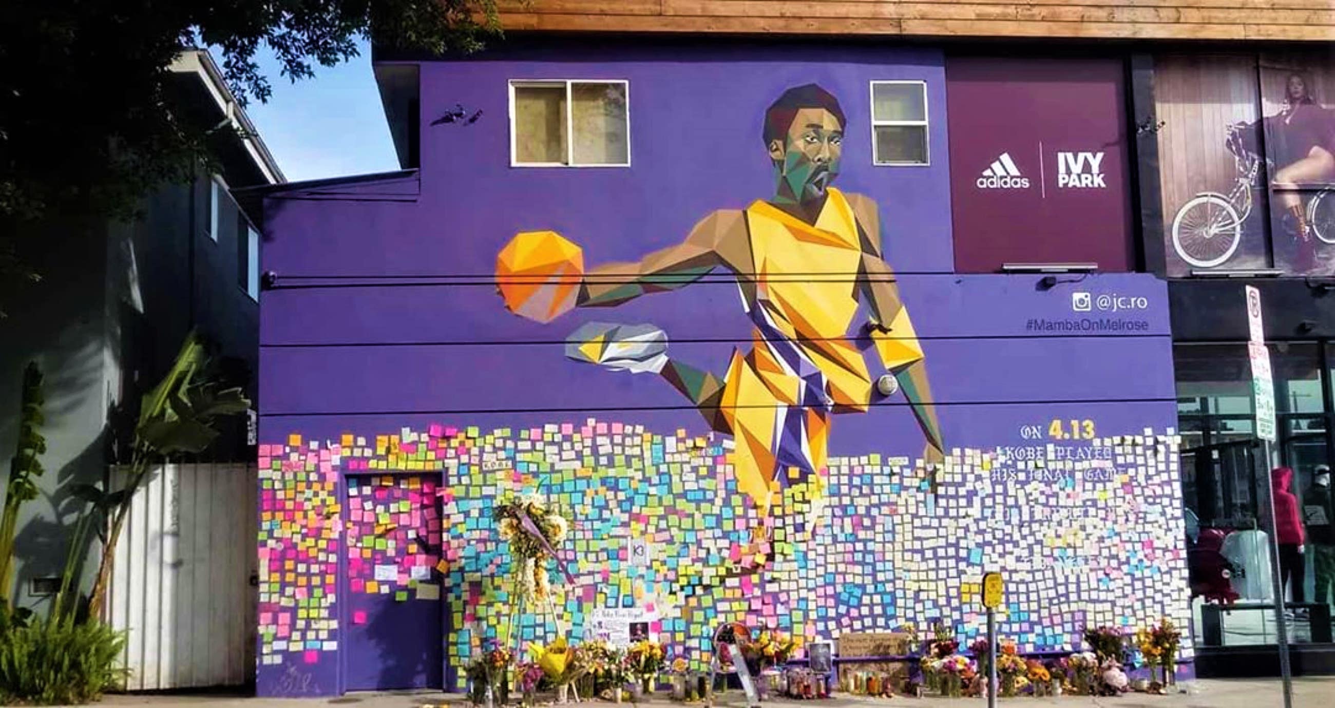 Kobe Bryant mural by JCRo at Shoe Palace on Melrose Avenue