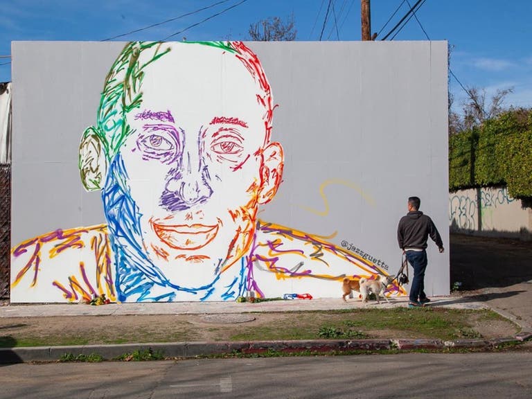 Kobe Bryant mural by Jazz Guetta at "The Melrose Wall" on Spaulding