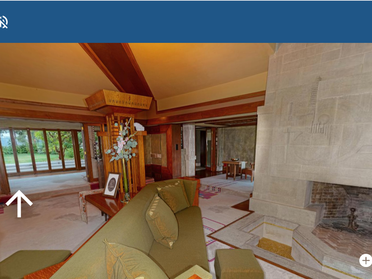 Screenshot of the Hollyhock House living room on the virtual tour