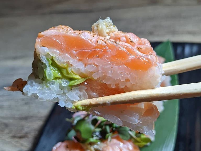 Salmon Avo Pressed Sushi at Seabutter in Beverly Hills