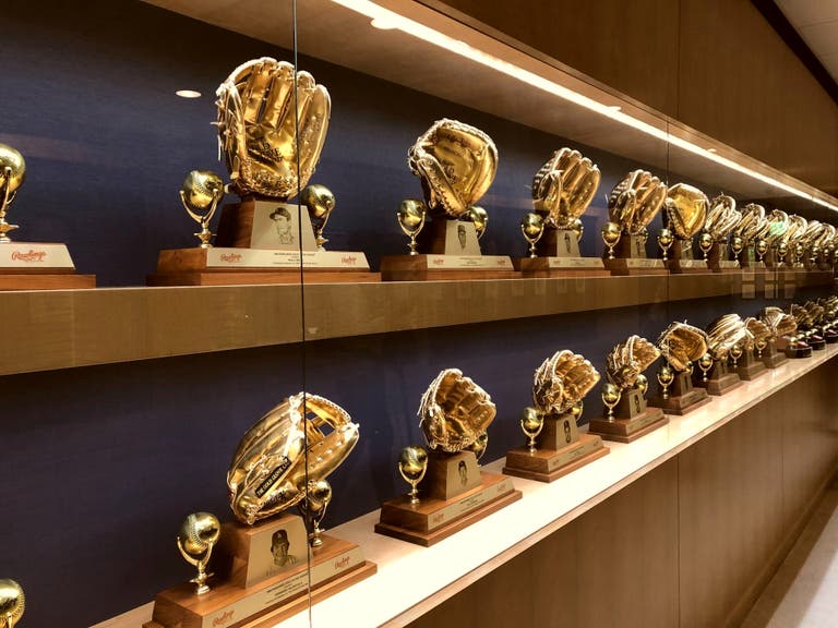 Gold Glove Awards display at Dodger Stadium