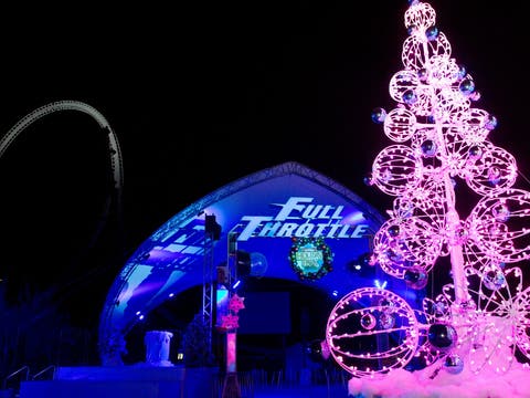 Snowy Nights at Holiday in the Park at Six Flags Magic Mountain
