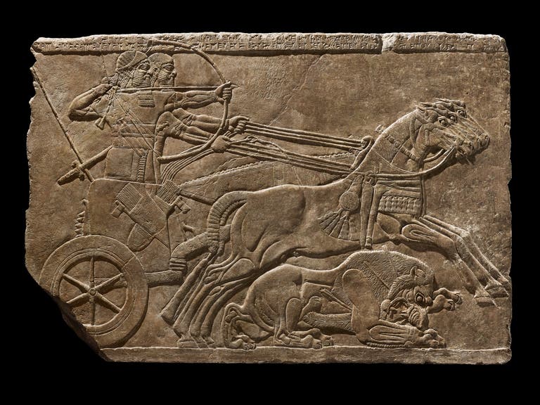 "Royal Lion Hunt" Assyrian relief sculpture at the Getty Villa
