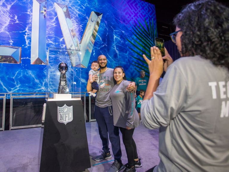Vince Lombardi Trophy photo op at the Super Bowl Experience