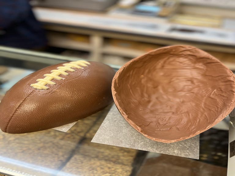 Edible chocolate football at Littlejohn's in The Original Farmers Market