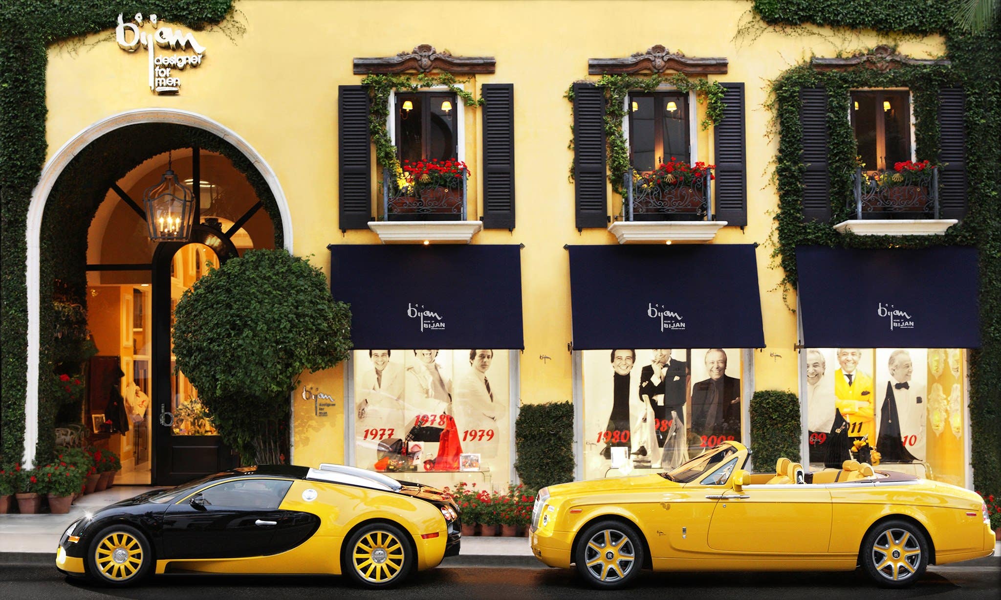 Bugatti Veyron and Rolls-Royce Phantom at House of Bijan in Beverly Hills