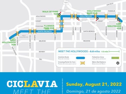 CicLAvia - Meet the Hollywoods Route Map
