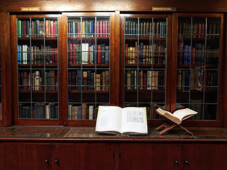 Bookcase in the library at Philosophical Research Society