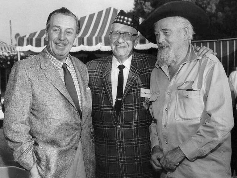 Walt Disney, Lawrence Frank, and Harry Oliver at the Tam O'Shanter in 1960
