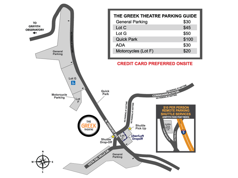 Greek Theatre Parking Map