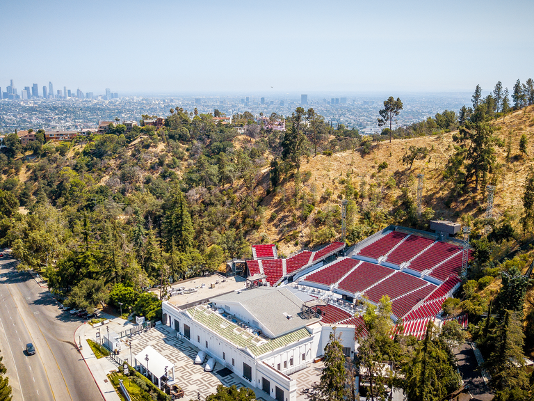 Aerial view of the Greek Theatre in Griffith Park