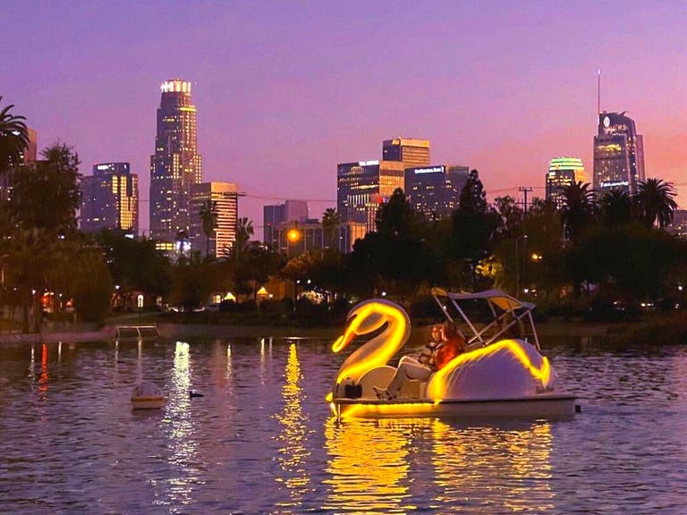 Swan Pedal Boat night ride at Echo Park Lake