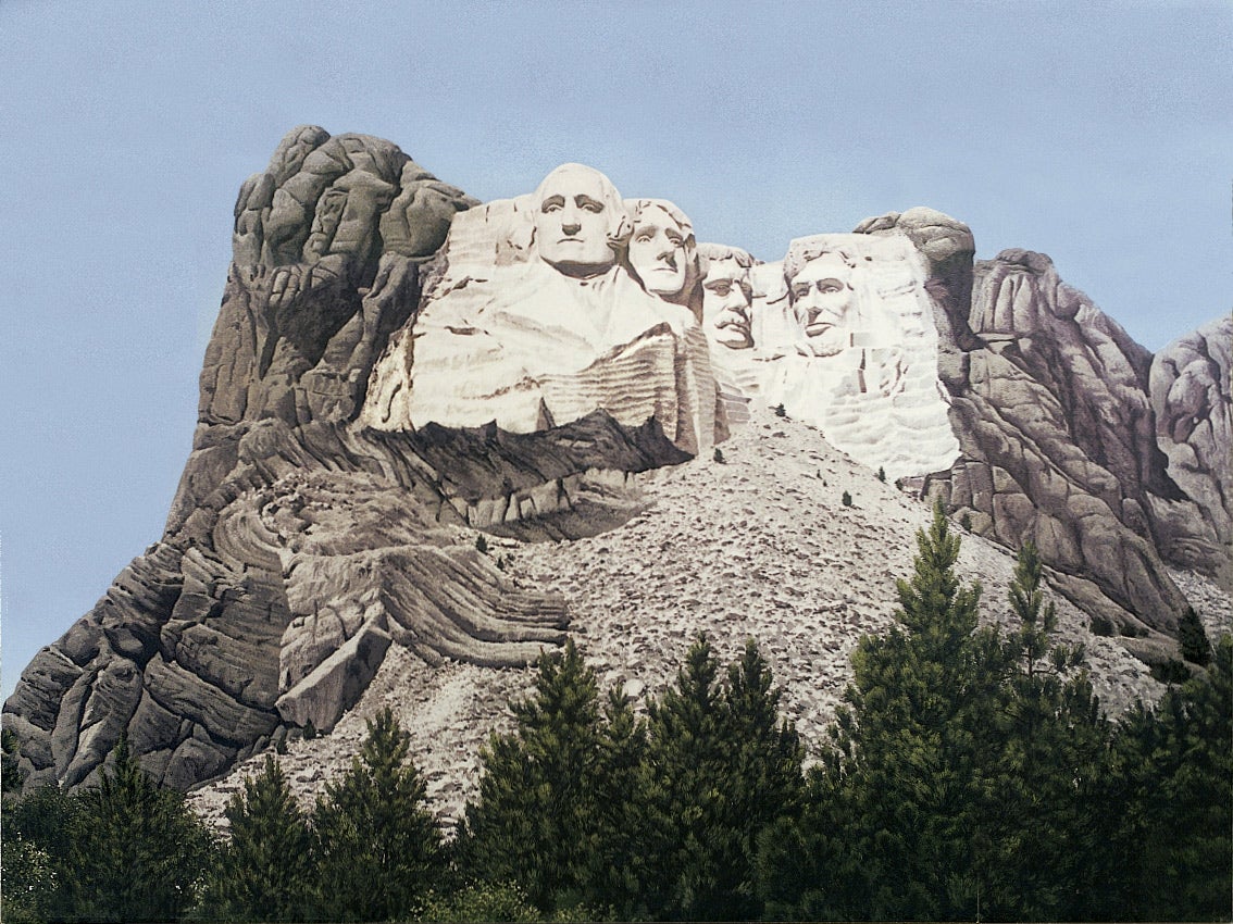 Mt. Rushmore backdrop from "North by Northwest" at the Academy Museum