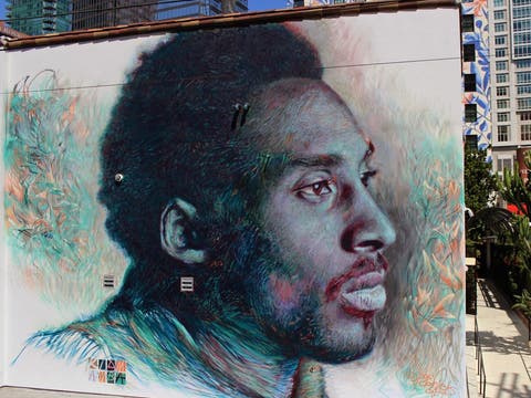 "Kid Mamba" Kobe Bryant mural by Paul Daniels at Hotel Figueroa