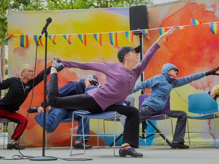 Chair Yoga at the 2023 Senior Showcase at the Los Angeles LGBT Center