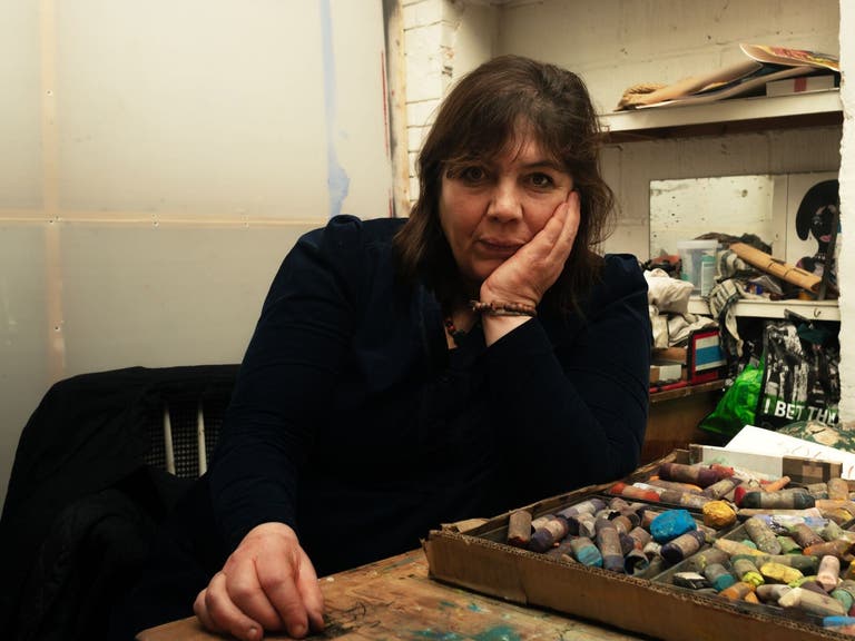 Catherine Goodman in her London studio, 2023 © Catherine Goodman. Photo: Oskar Proctor