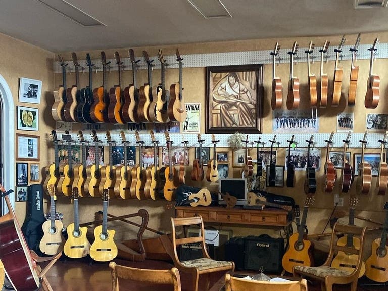 Interior of Candelas Guitars in Boyle Heights