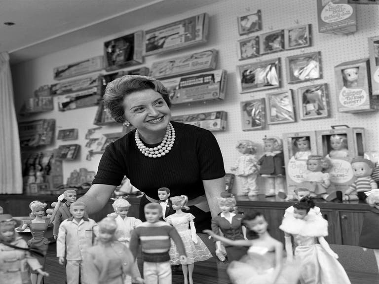 Ruth Handler with Barbie and Ken dolls in 1961