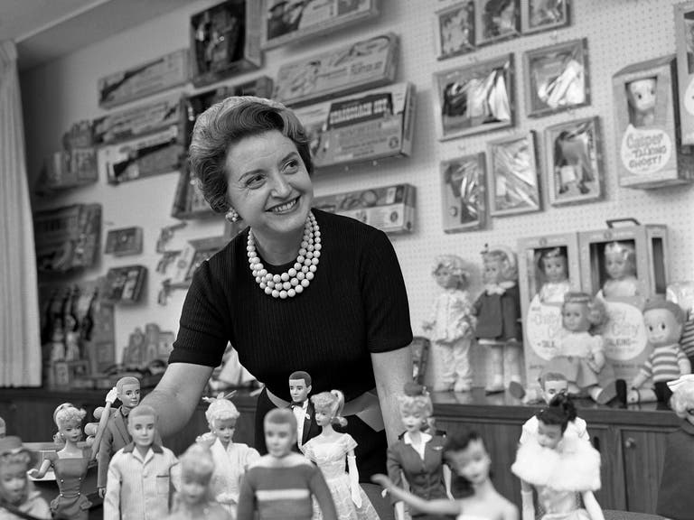 Ruth Handler with Barbie and Ken dolls in 1961