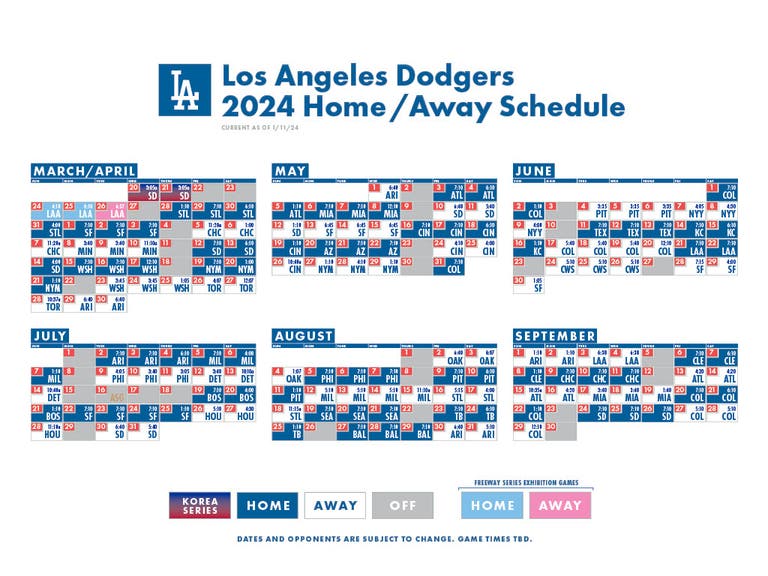 LA Dodgers 2024 Schedule